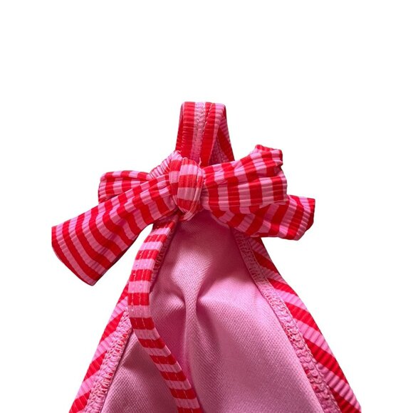 Ellen Tracy Swimsuit Orange Pink Striped Sz 6 One Piece Ruched Lined Padded Cups - Picture 11 of 15